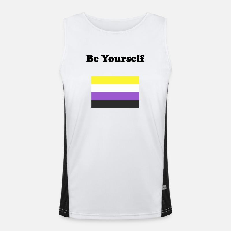 Non Binary Flag Be Yourself - Men's Functional Contrast Tank Top  - white/black