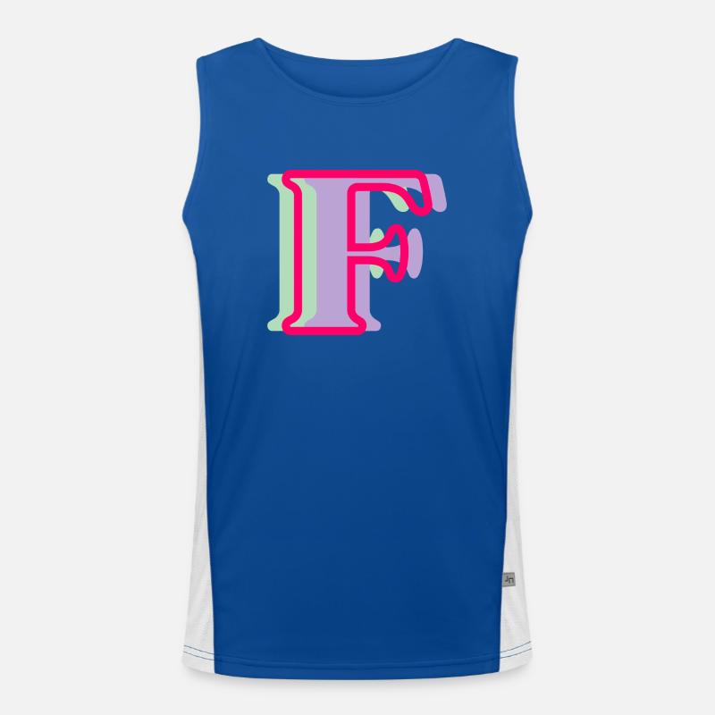 Mehrfarbiger Buchstabe f – originelle Geschenkidee Funktionelles Kontrast-Tank Top für Männer 