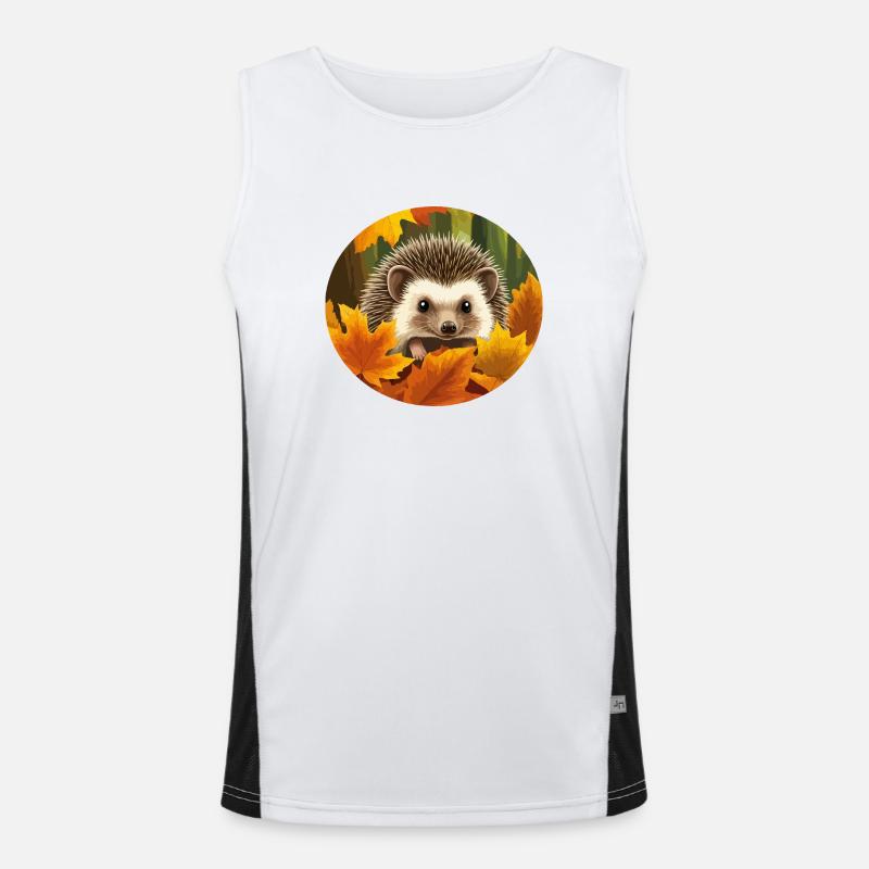 Igel zwischen den Blättern Funktionelles Kontrast-Tank Top für Männer 