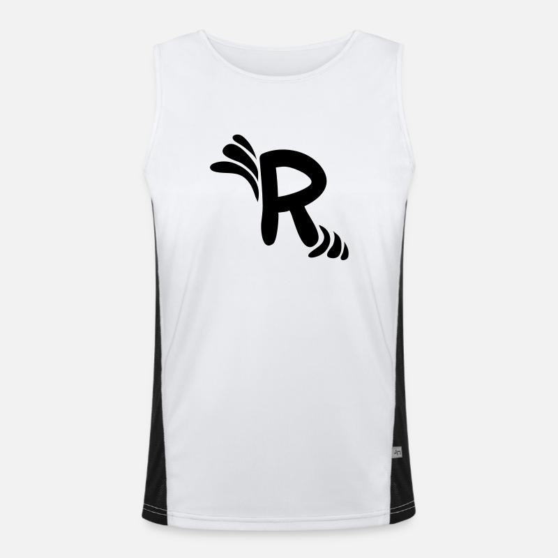 Lettera R & modello - Canotta sportiva da uomo in contrasto cromatico - bianco/nero
