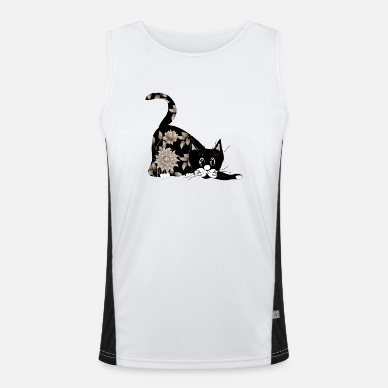 Cat - Men's Functional Contrast Tank Top - white/black