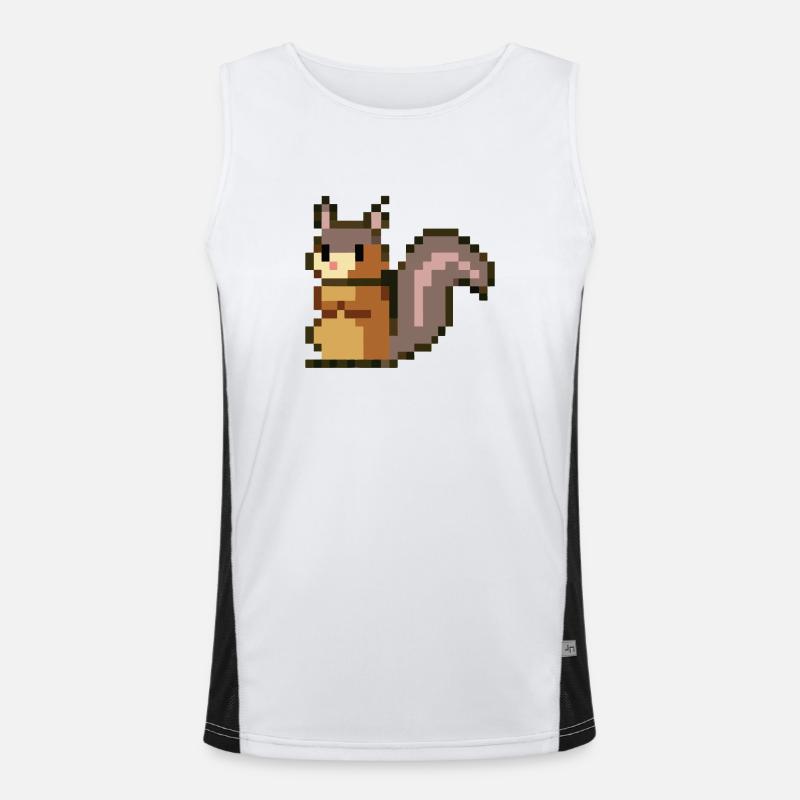 Squirrel Pixel Art Gift Idea - Men's Functional Contrast Tank Top  - white/black