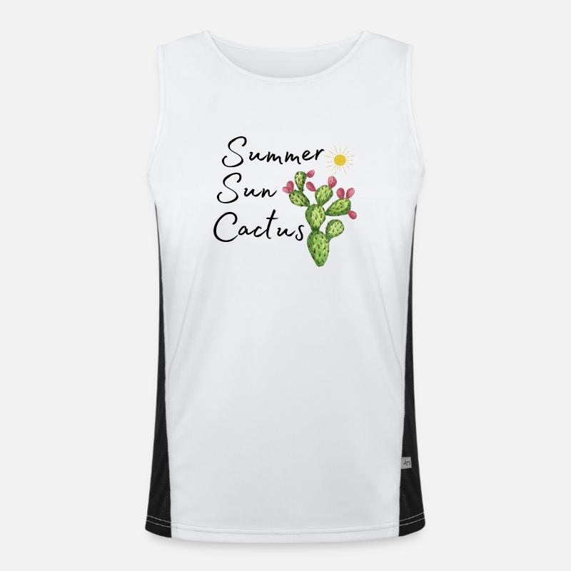 Soleil d’été et cactus autocollant design désert Débardeur respirant contrasté Homme 