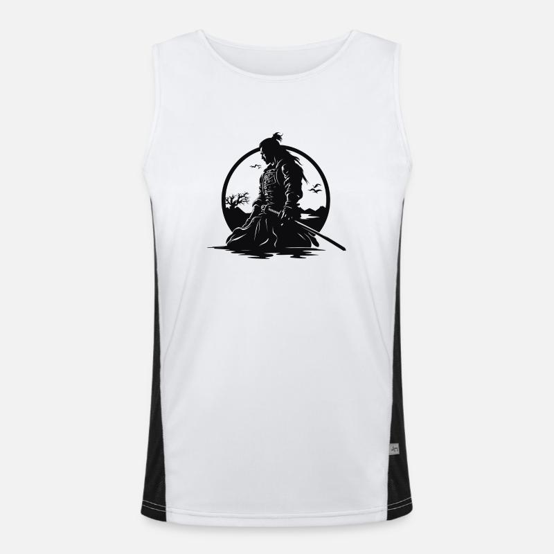 Samurai Warrior Japan Landscape - Men's Functional Contrast Tank Top - white/black