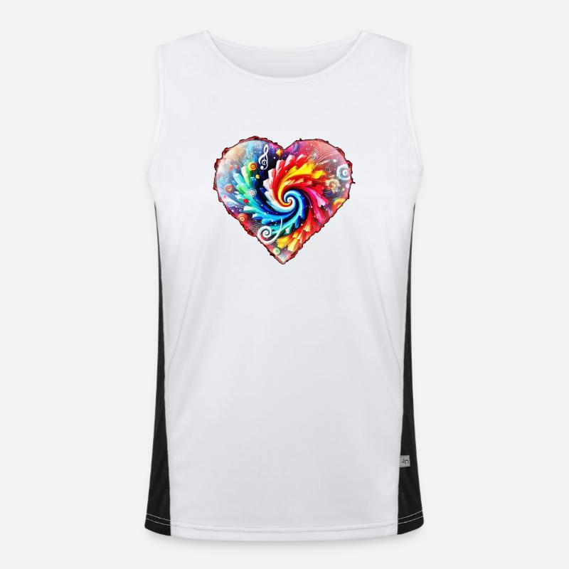 Psychedelic Rainbow Heart Men's Functional Contrast Tank Top 