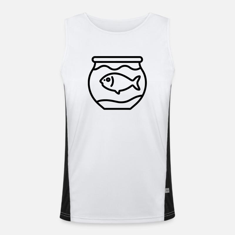 Icône de contour de poisson - Conception de pêche simple Débardeur respirant contrasté Homme 
