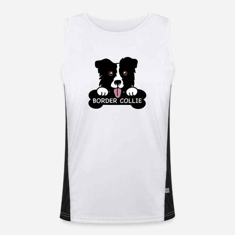 Border collie and bones - Men's Functional Contrast Tank Top  - white/black