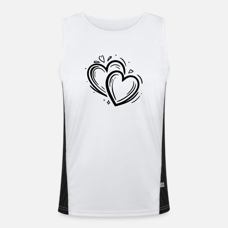 2 Hearts Decor - Men's Functional Contrast Tank Top  - white/black