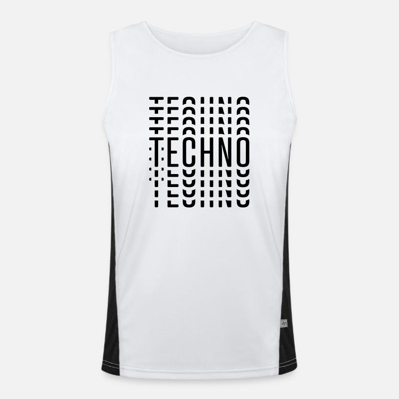 TECHNO - Men's Functional Contrast Tank Top  - white/black