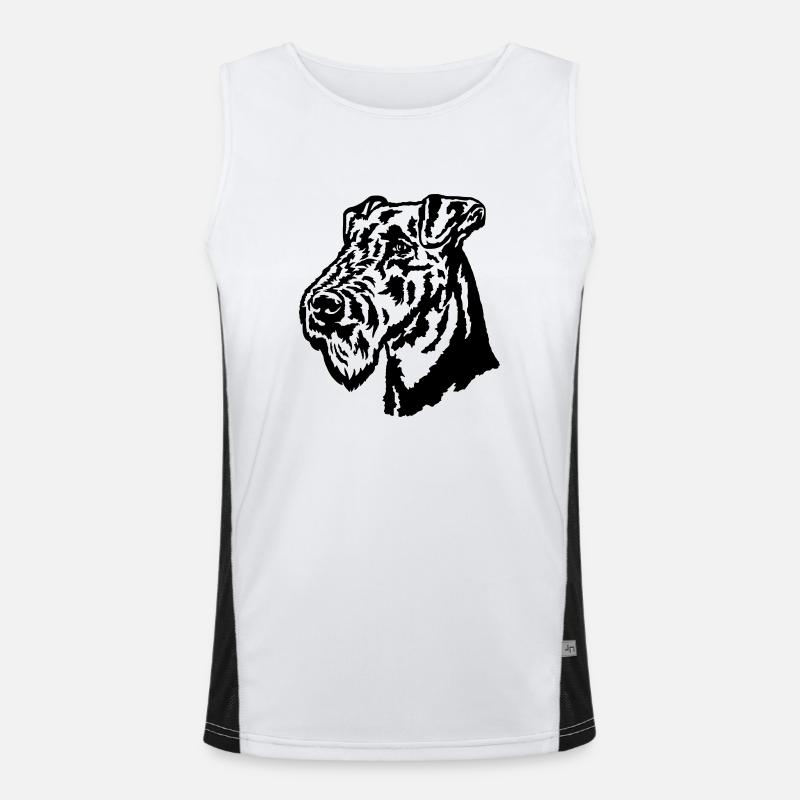 AiredaleTerrier Kopf Funktionelles Kontrast-Tank Top für Männer 