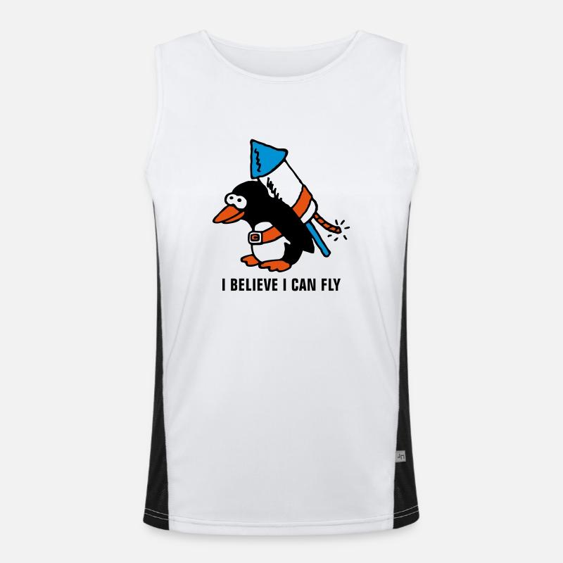 rocket_pinguin_white_b_3c - Men's Functional Contrast Tank Top  - white/black