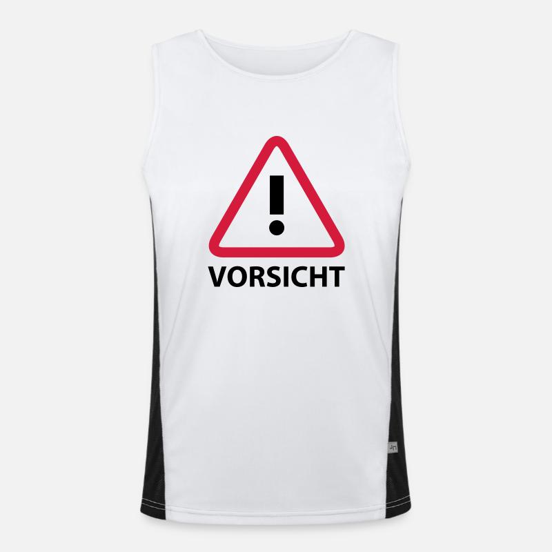 Caution - Men's Functional Contrast Tank Top  - white/black