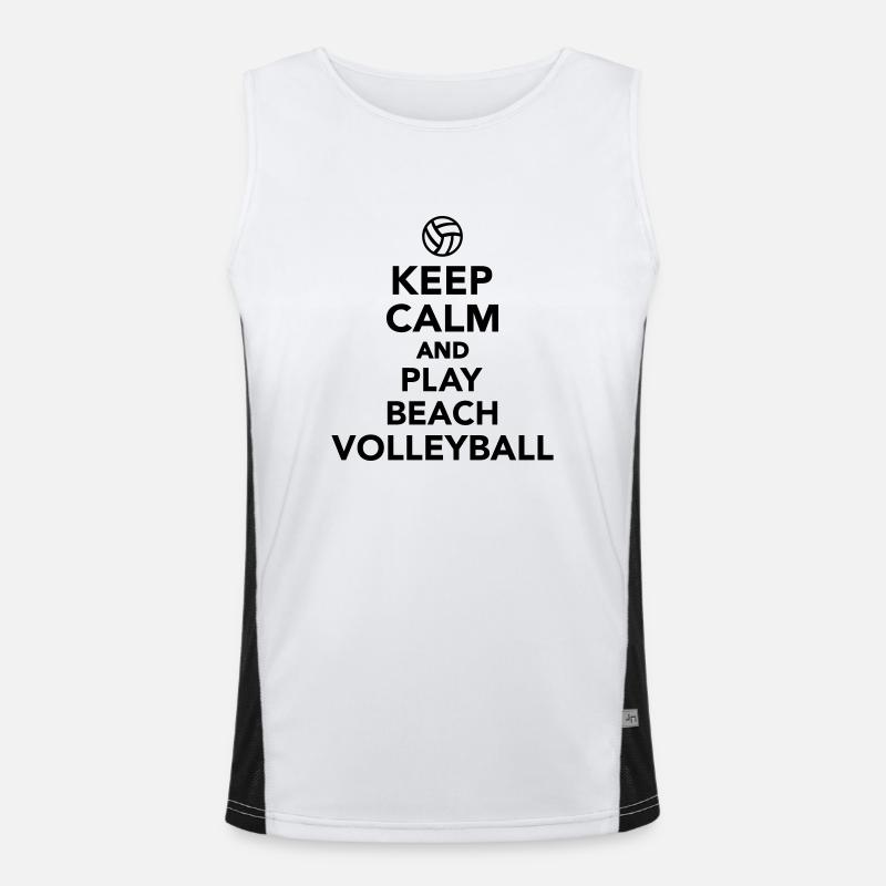 Keep calm and Play Beachvolleyball - Men's Functional Contrast Tank Top  - white/black