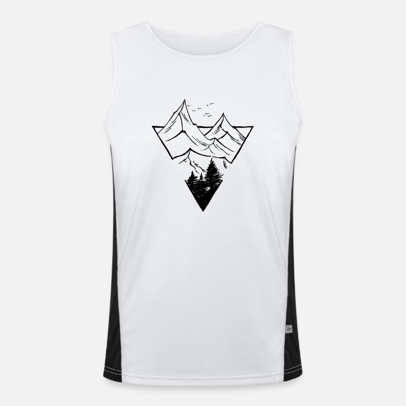 Dreieck, Berge & Wald Funktionelles Kontrast-Tank Top für Männer 