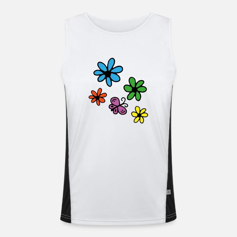 Bunte Blumen und Schmetterling Funktionelles Kontrast-Tank Top für Männer 