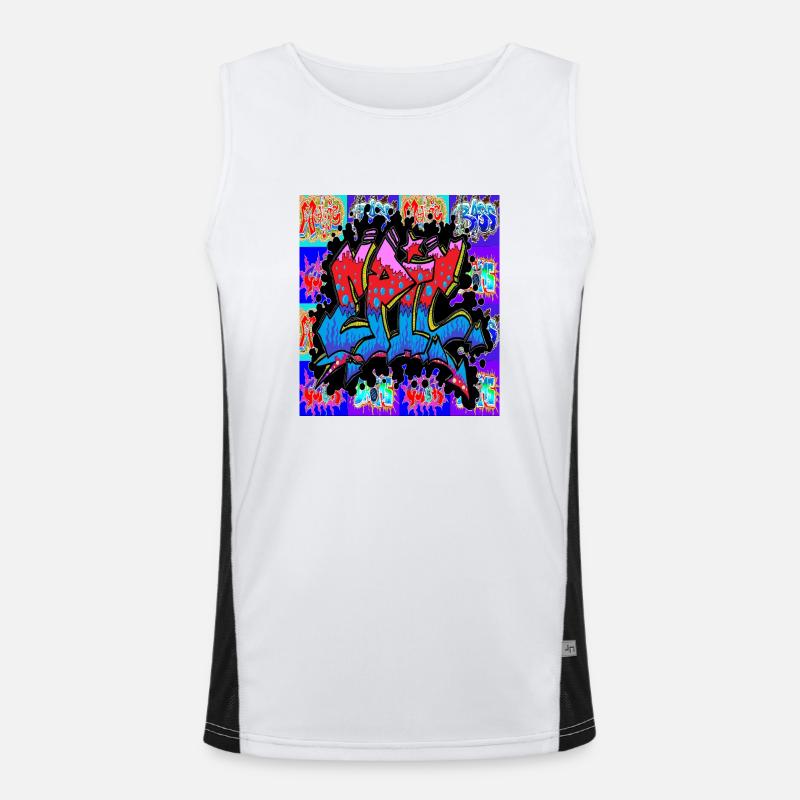 Graffiti Epic pattern 2 - Men's Functional Contrast Tank Top  - white/black