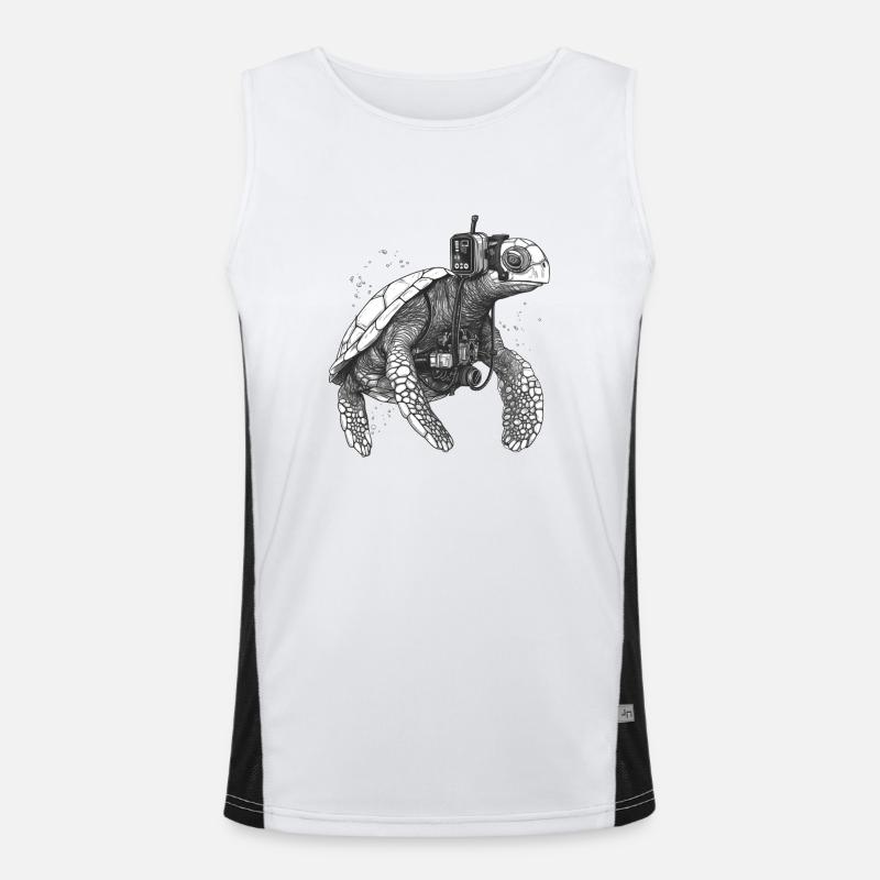 Turtle dressed like a deep-sea diver Men's Functional Contrast Tank Top 