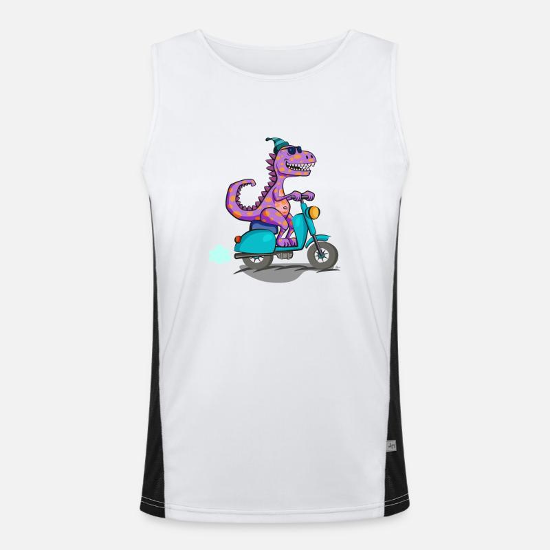 Dino Scooter Cool #2 Funktionelles Kontrast-Tank Top für Männer 
