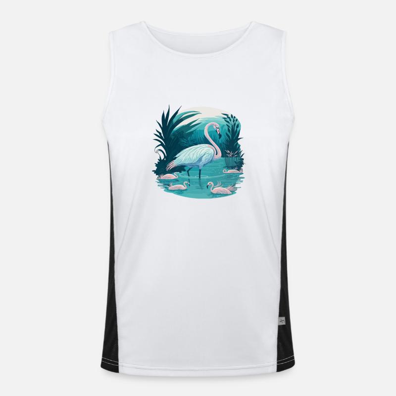 Flamingo's Aquatic Ballet Men's Functional Contrast Tank Top 