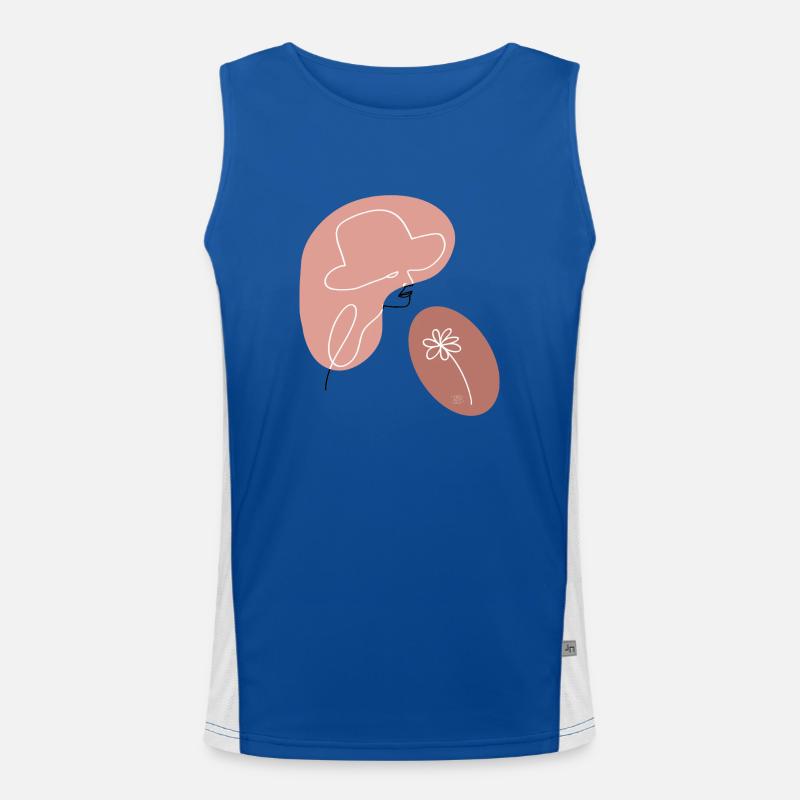 "Dame mit Blume", Boho Line Art Design, "Faces" Funktionelles Kontrast-Tank Top für Männer 