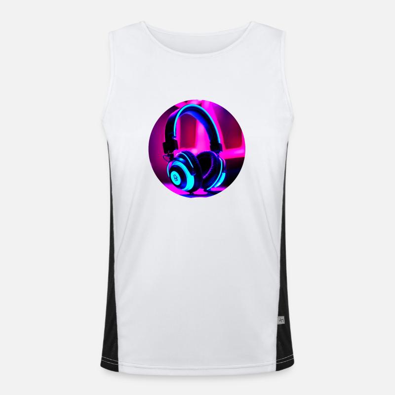 Neon-Kopfhörer Funktionelles Kontrast-Tank Top für Männer 