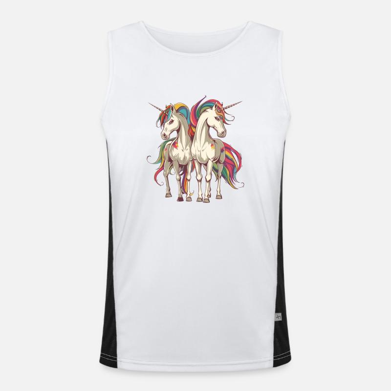 Buntes Einhorn-Duo Funktionelles Kontrast-Tank Top für Männer 