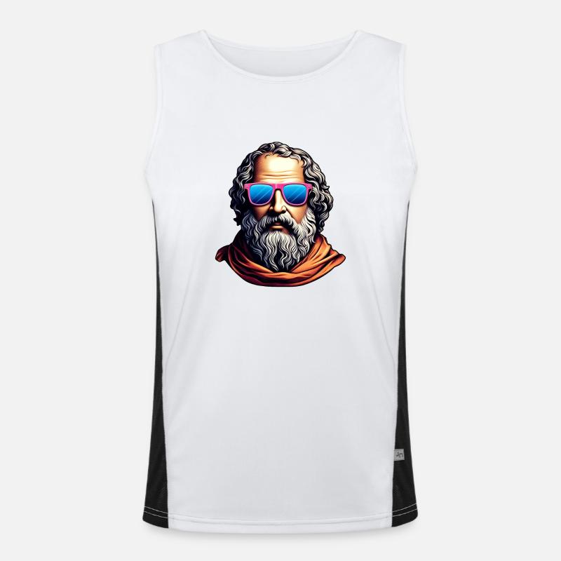 Retro Philosopher Bust - Men's Functional Contrast Tank Top  - white/black