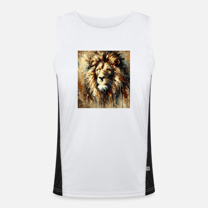 Abstract Lion Face Men's Functional Contrast Tank Top 
