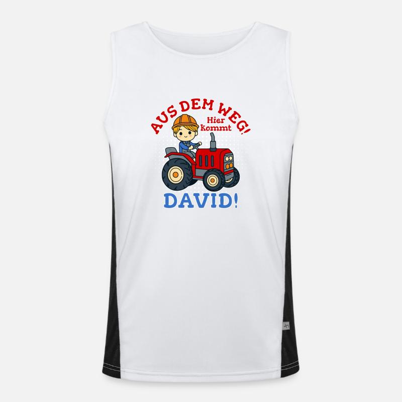 David Name Tractor - Men's Functional Contrast Tank Top  - white/black