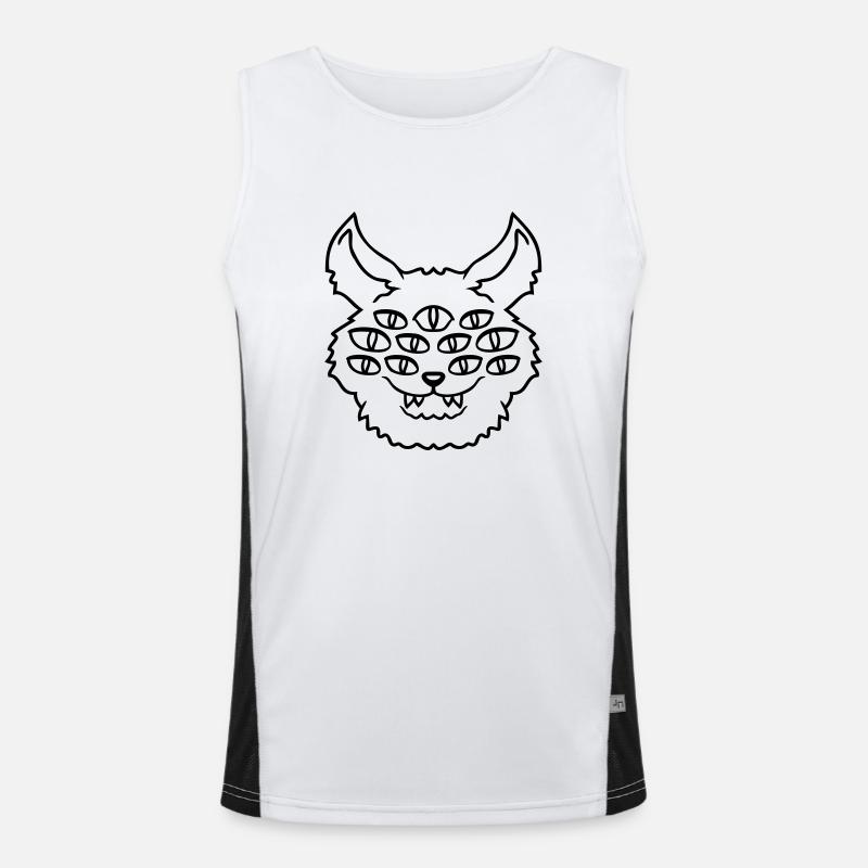 Cat Demon Many Eyes Devil Hell Evil Monster Men's Functional Contrast Tank Top 