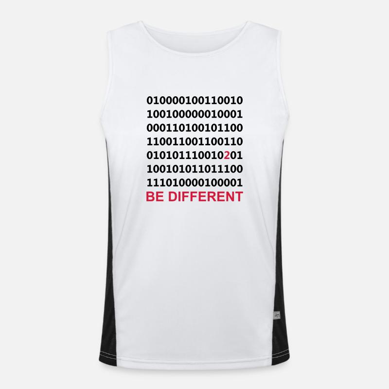 Be Different - Binary - Digital - Men's Functional Contrast Tank Top  - white/black