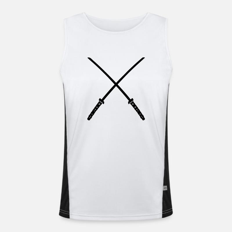 Katana Samurai épées croisées Débardeur respirant contrasté Homme 