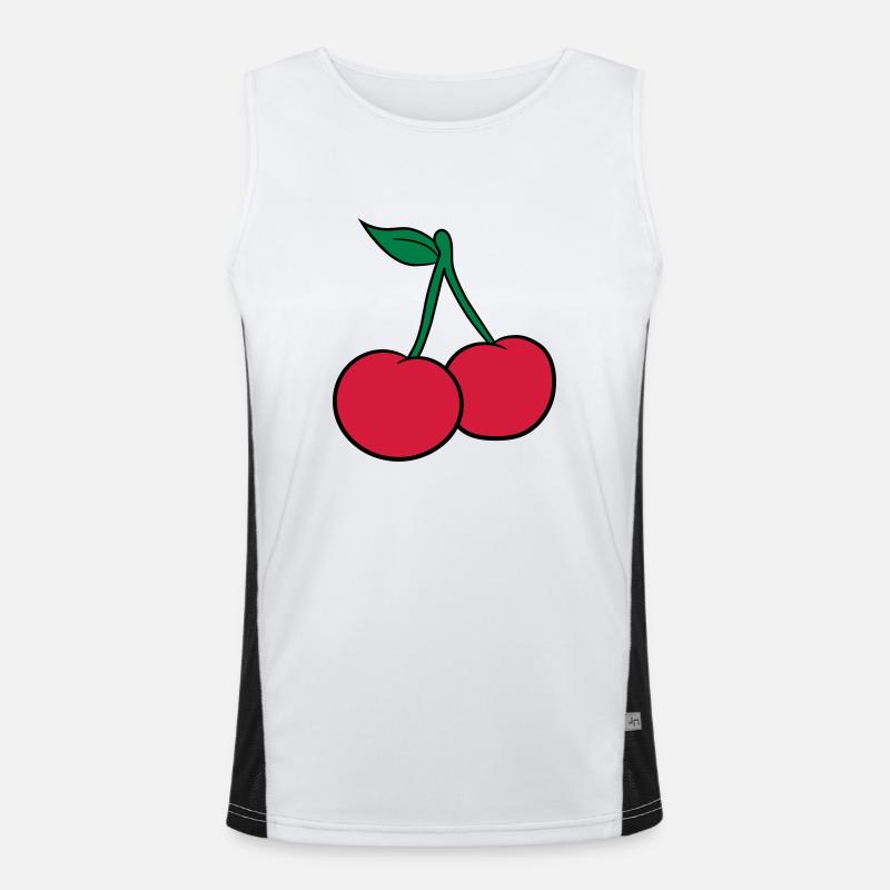 2 cherry leaf tasty design Men's Functional Contrast Tank Top 