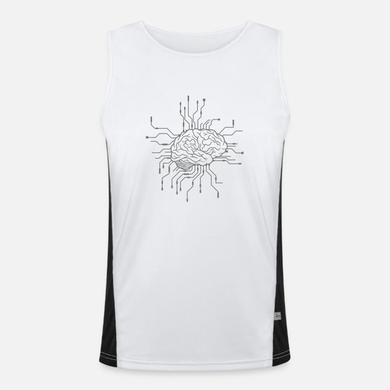 Cyborg brain design Men's Functional Contrast Tank Top 