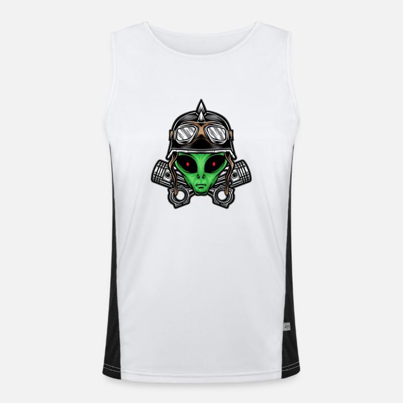 Alien Biker Head Illustration Funktionelles Kontrast-Tank Top für Männer 