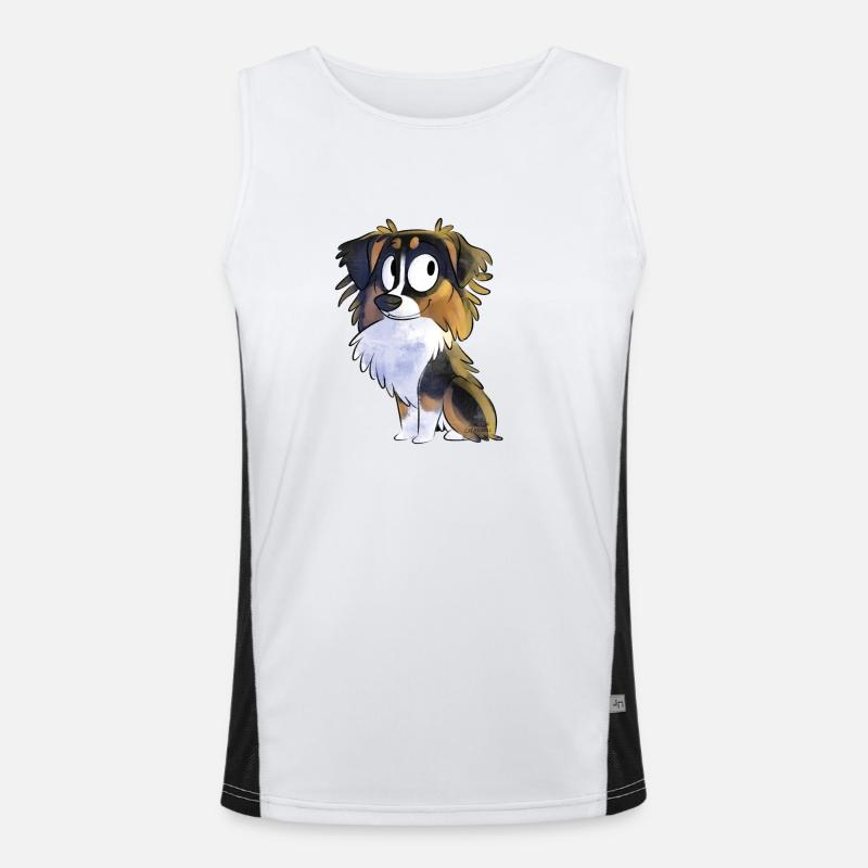 Chibi Australian Shepherd - Tricolor Black Men's Functional Contrast Tank Top 