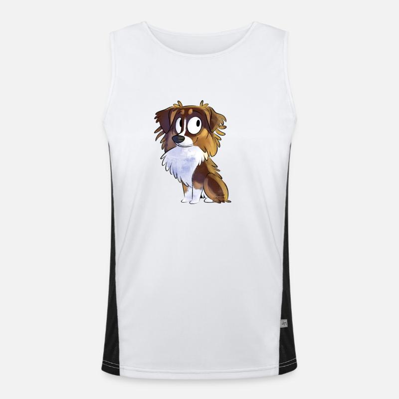 Chibi Australian Shepherd - Tricolor Rot Funktionelles Kontrast-Tank Top für Männer 