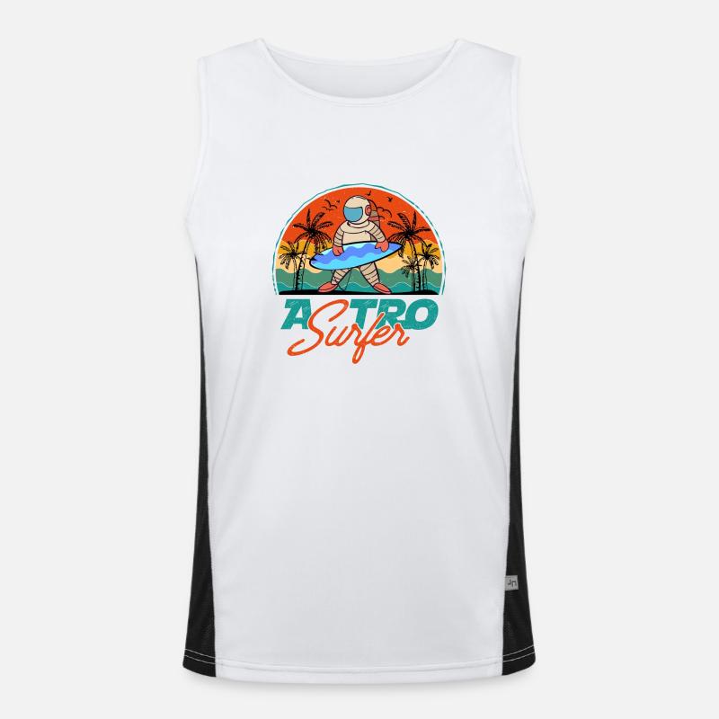 Astrosurfer Funny Astronaut Surfer Beach Planche de surf Débardeur respirant contrasté Homme 