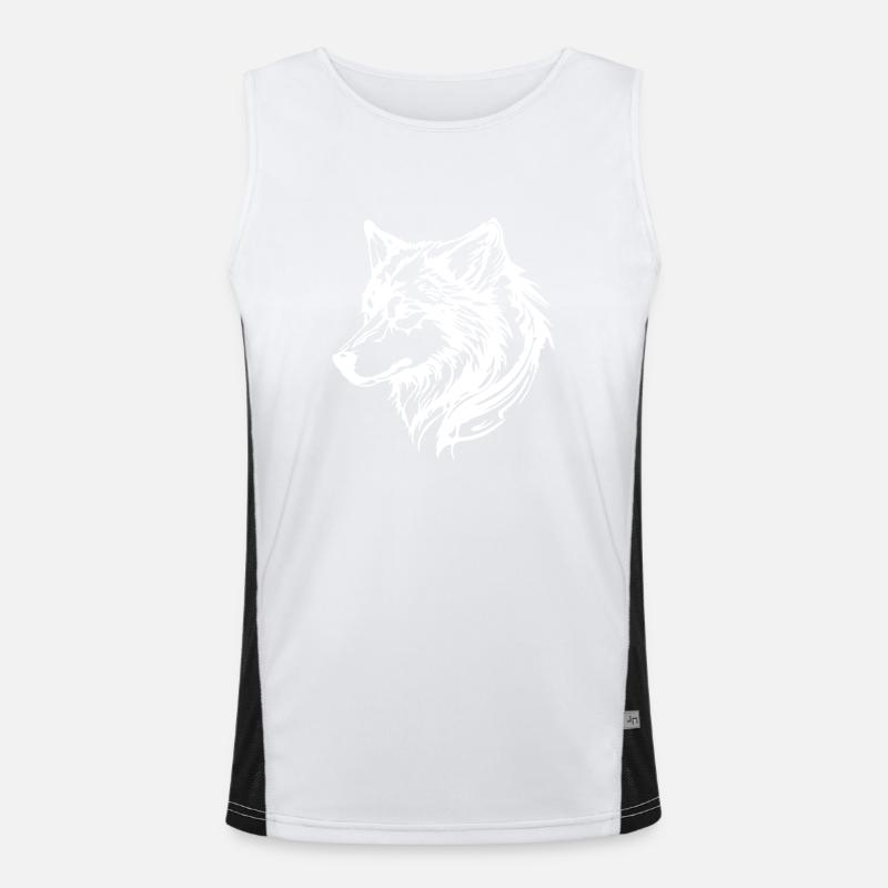 Wolf Kopf Tier Funktionelles Kontrast-Tank Top für Männer 