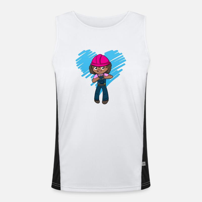 Bagger Baustelle Bauarbeiterin Mädchen I Geschenk Funktionelles Kontrast-Tank Top für Männer 