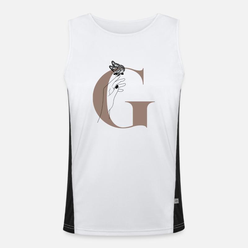 letter G Magic butterfly - Men's Functional Contrast Tank Top - white/black