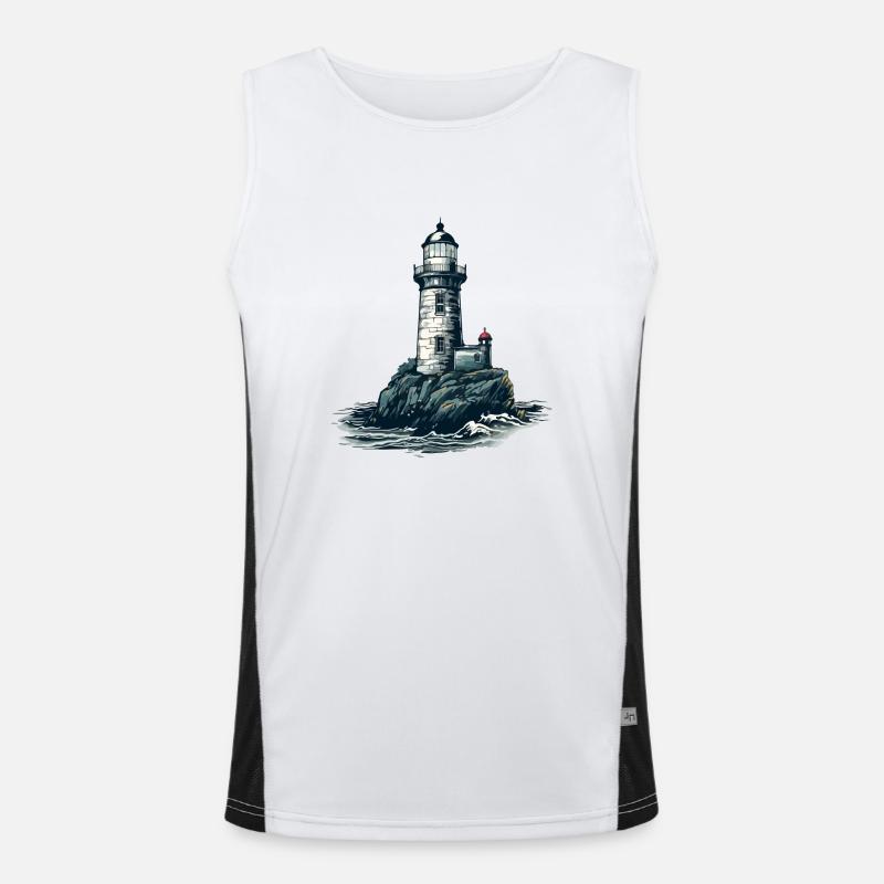 Bretonischer Leuchtturm Nr. 3 Funktionelles Kontrast-Tank Top für Männer 