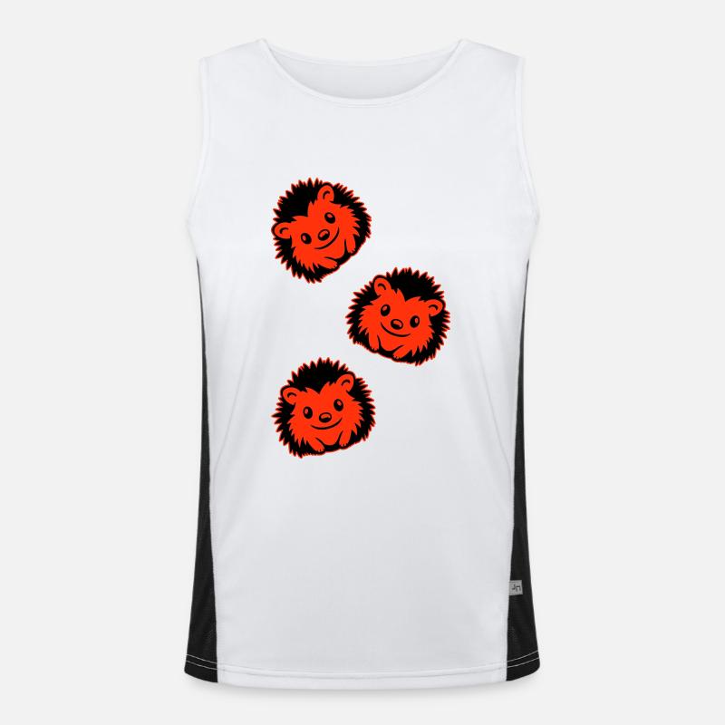 Hedgehog Comic Cute - Men's Functional Contrast Tank Top - white/black