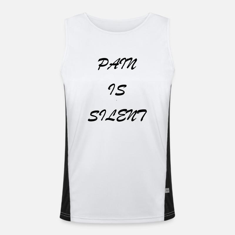 PAIN IS SILENT Brush Script Funktionelles Kontrast-Tank Top für Männer 