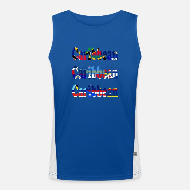 Sentiment de vacances avec les drapeaux des Caraïbes Débardeur respirant contrasté Homme 