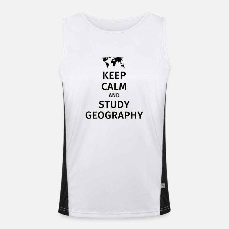 keep calm and study geography - Men's Functional Contrast Tank Top  - white/black
