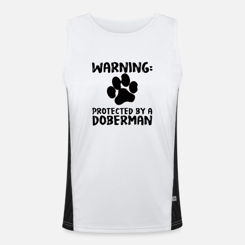 Hund / Dobermann: Warning - Protected By A Doberma Funktionelles Kontrast-Tank Top für Männer 