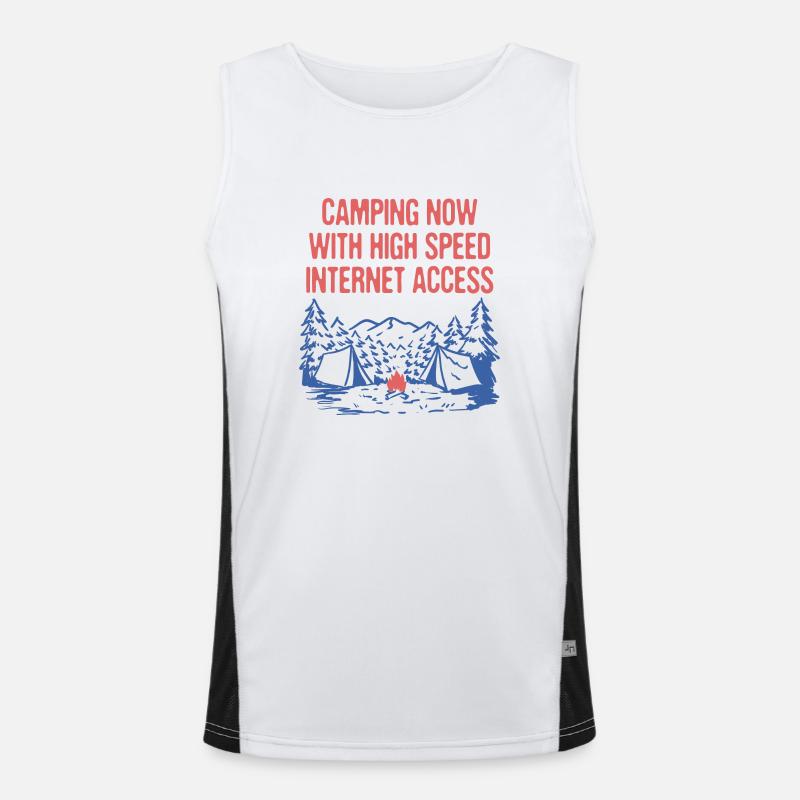 Camping Now With Internet WFH Camper Work From Funktionelles Kontrast-Tank Top für Männer 