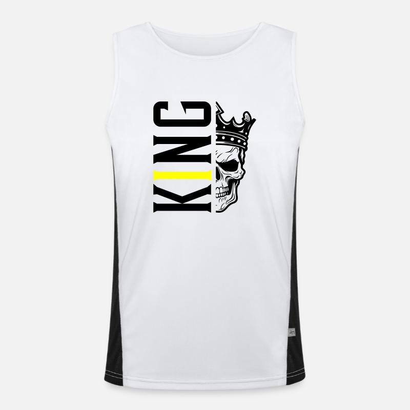 King Skull - Men's Functional Contrast Tank Top  - white/black