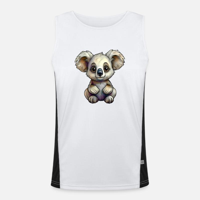 Tiny Koala - Men's Functional Contrast Tank Top  - white/black